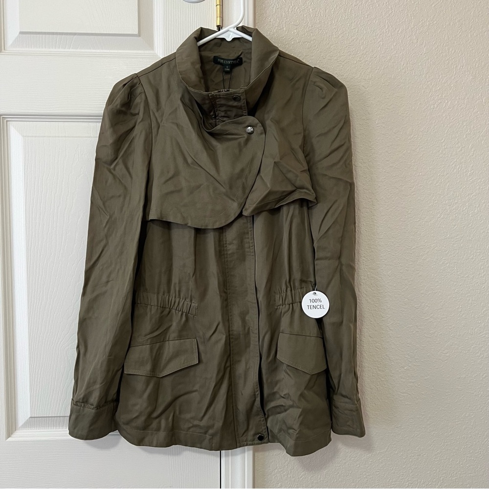For Cynthia 100% Tencel Utility Jacket Women’s Small Olive Green NWT